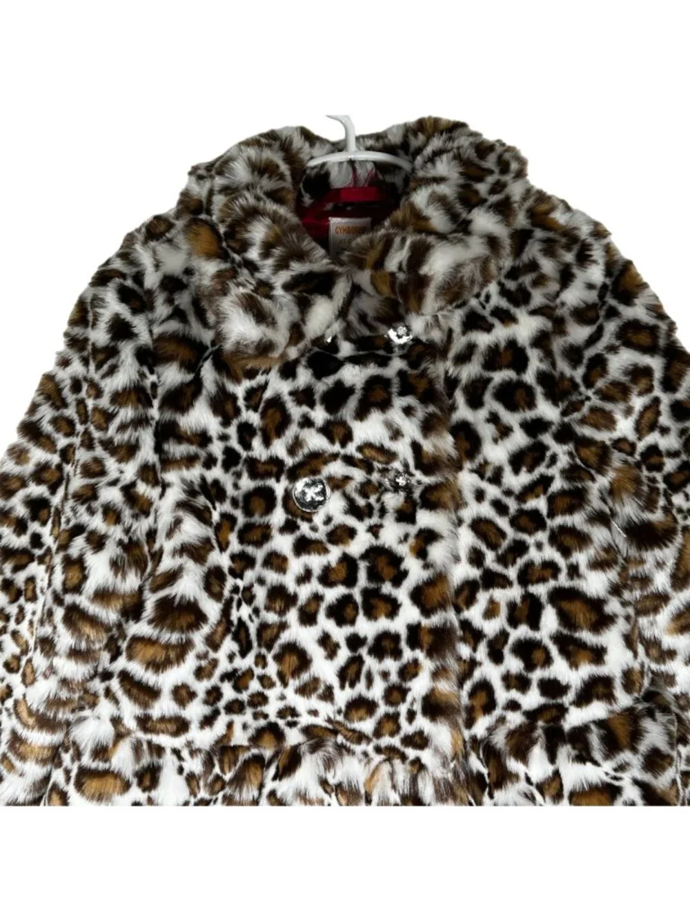 Gymboree Girls Leopard Faux Fur Coat XS 3 4 Animal Print Peplum Jacket